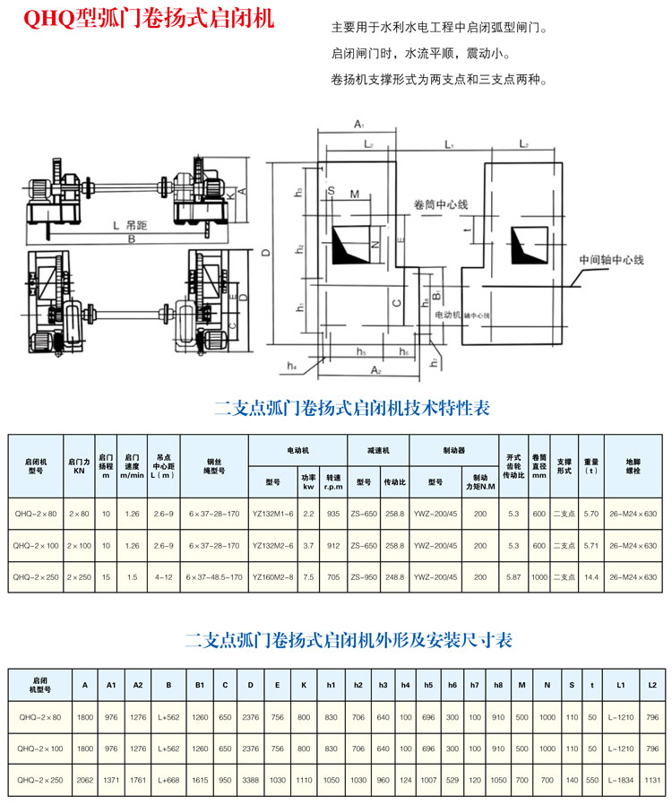 QHQ型二點弧門卷揚(yáng)式啟閉機(jī)